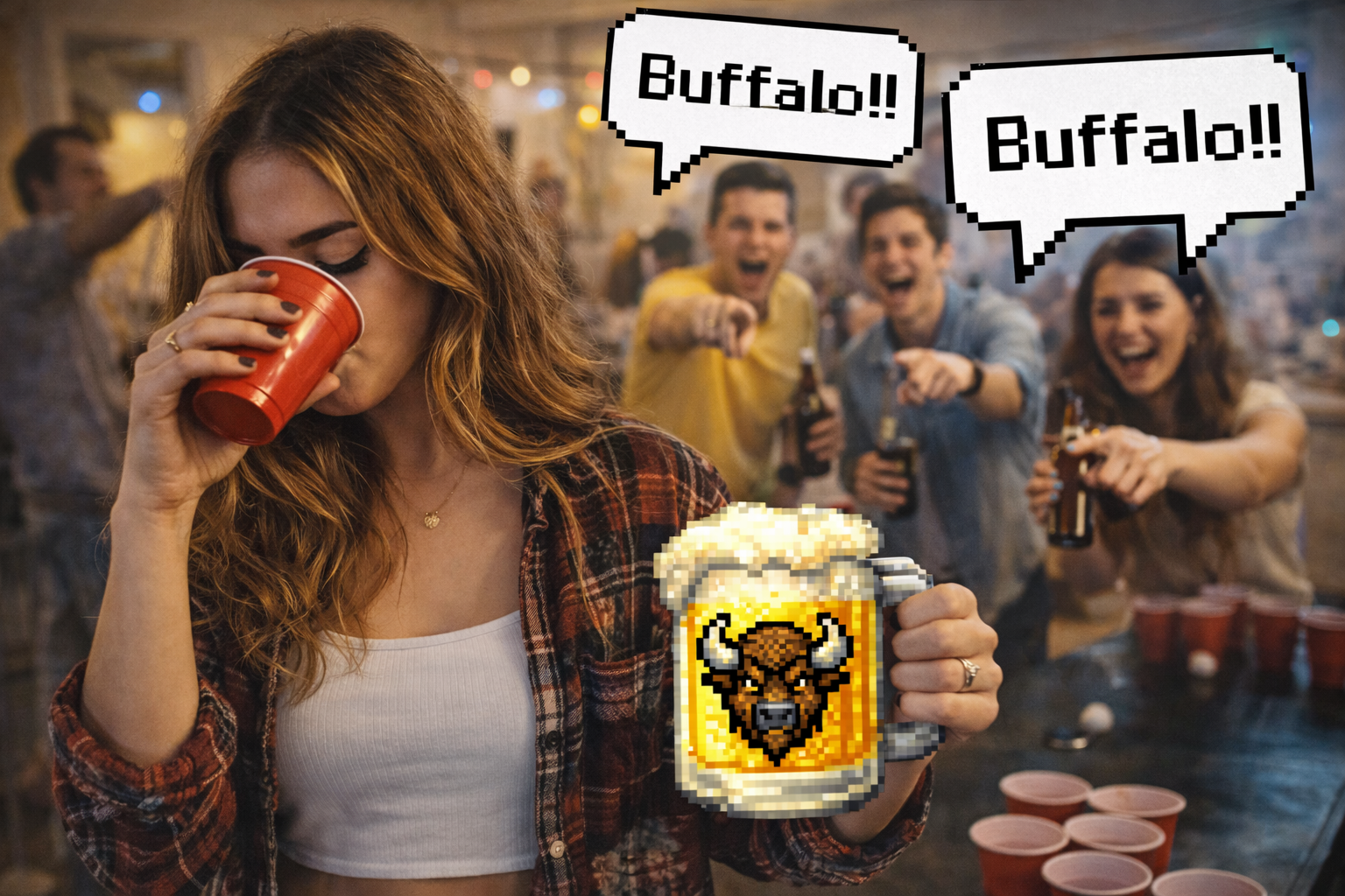 Friends calling Buffalo on someone drinking with the wrong hand